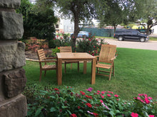 Load image into Gallery viewer, Teak outdoor furniture. This forty inch square table is larger than most on the market and comfortably seats four.
