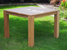 Load image into Gallery viewer, Teak outdoor furniture. This forty inch square table is larger than most on the market and comfortably seats four.